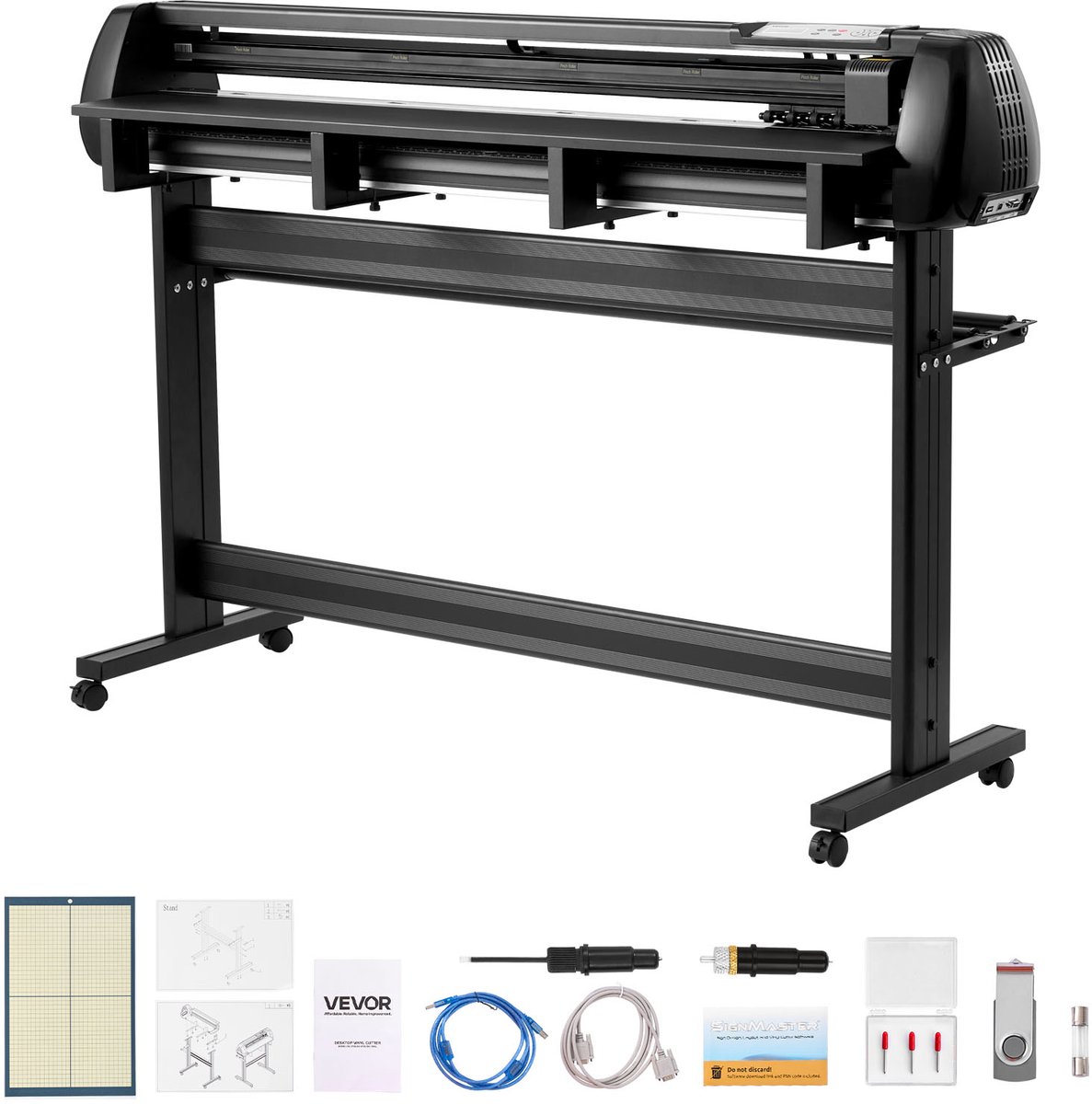 VEVOR Vinylsnijmachine met Een Maximale Invoerbreedte Van 135 Cm, Dubbele Messen En Led-Display; Plotterset met Signmaster-Software, Compatibel met Windows En Macos