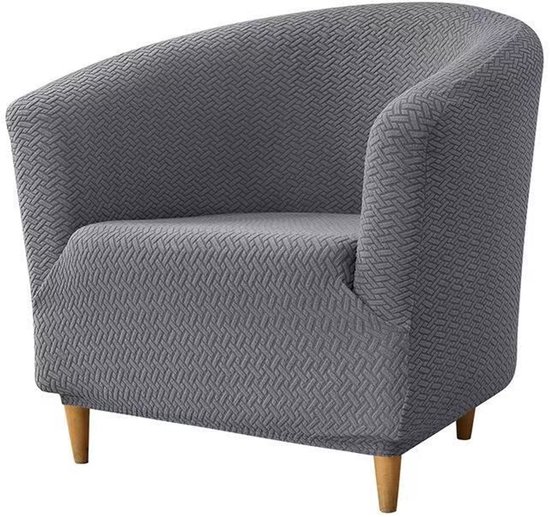 Elastische hoezen voor kuipstoelen, hoezen uit één stuk voor clubstoelen, zachte jacquard hoezen voor kuipstoelen, hoezen voor fauteuils, beschermhoezen voor woonkamermeubels (donkergrijs)