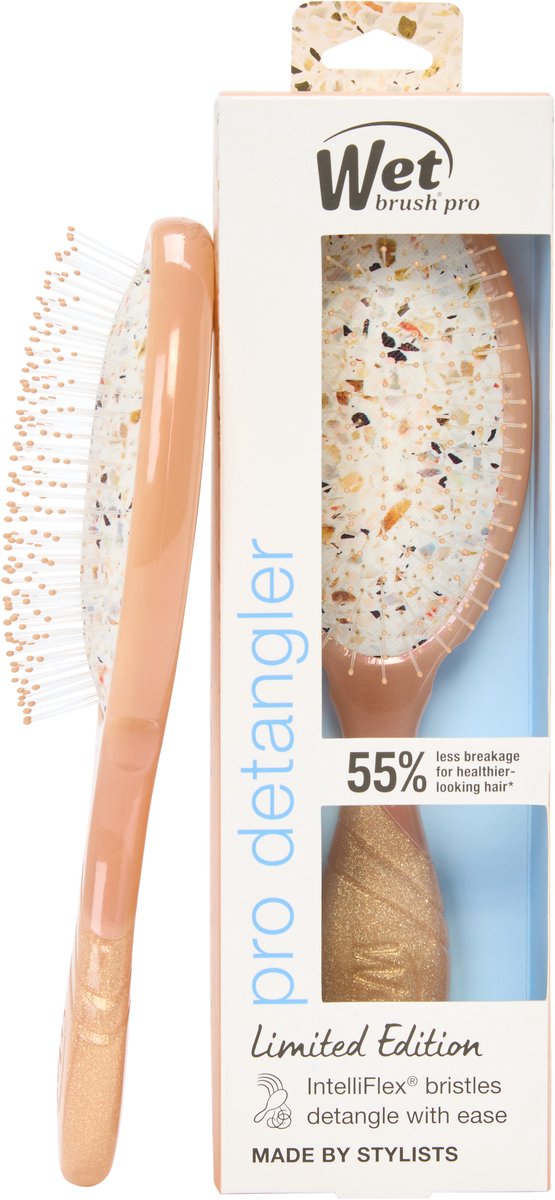 Wet Brush Pro Detangler Pearlescent Aura - Champagne - Pro Detangler® Anti‑Klit Haarborstel - Ultra‑zachte IntelliFlex® Borstelharen – Ontwart Nat & Droog Haar Pijnloos - Vermindert Haarbreuk - Comfortabel Handvat – Voor Alle Haartypes