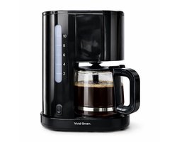 Koffiezetapparaat Filterkoffie 1,25 Liter Met Glazen Kan & Herbruikbaar Filter - 10 Kopjes - Druppelstop - Zwart - Vivid Green