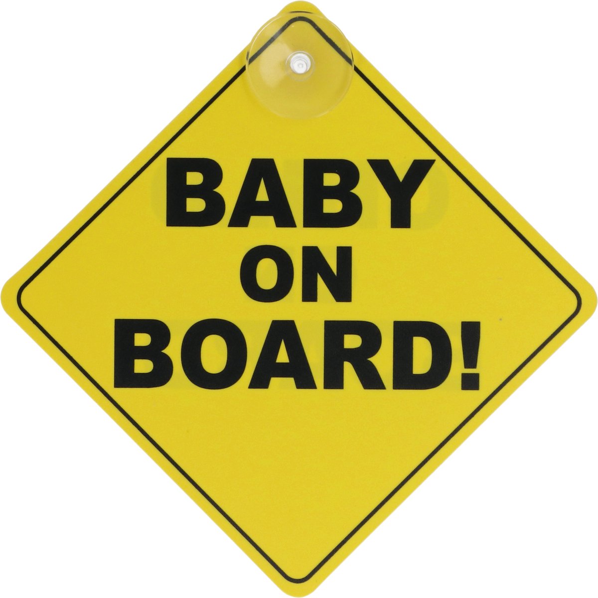 Carkids Baby on board bord - Attenderen hulpdiensten - Zuignap bevestiging - Opvallende gele kleur - UV bestendig - 12,5 x 12,5 cm