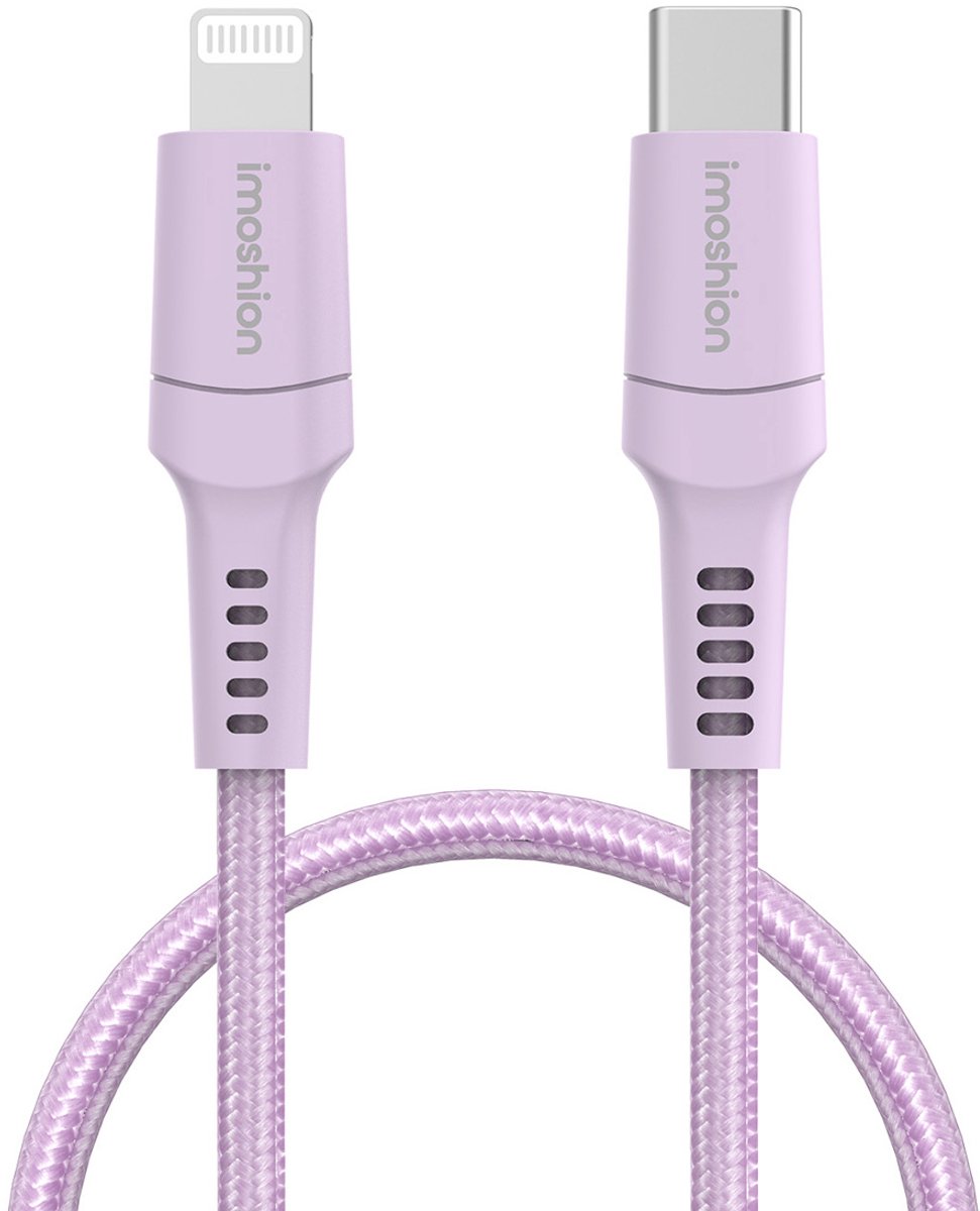 imoshion Kabel - Geschikt voor Lightning naar USB C - 1 meter - Oplader Kabel - Lila