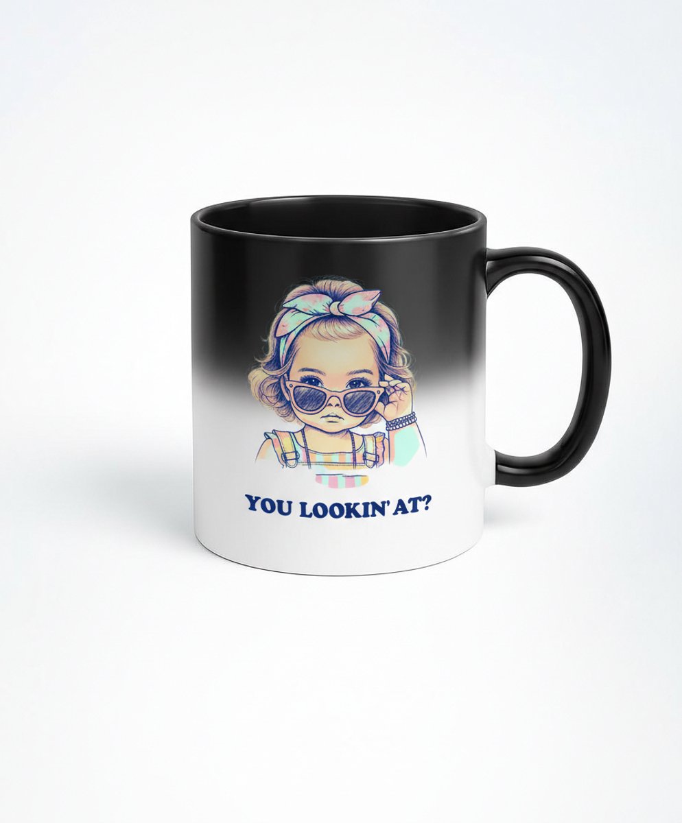 You Lookin' At? Magische Mok - Warmtegevoelige Koffiemok met Leuke Baby Design