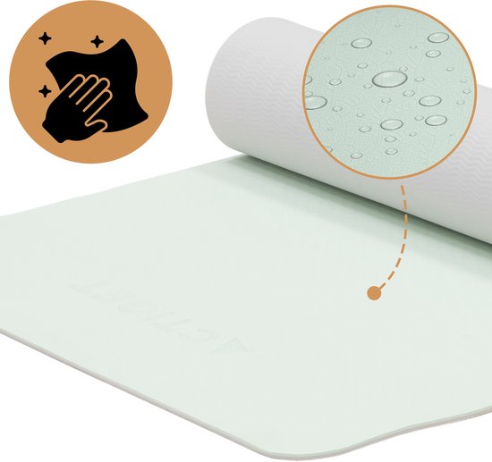 Actiget® Yogamat - Extra Dik - Inclusief Draagriem - 183 x 61 x 0.6 CM - Mint - TPE van Actiget — afbeelding 3