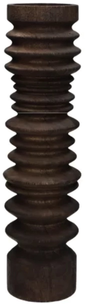 ROTELLO - kandelaar - mango hout / metaal - DIA 11 x H 41 cm - bruin