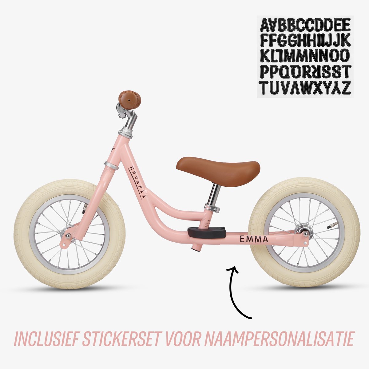 Køvapää Trike - 2 in 1 Loopfiets - 1.5 t/m 4 jaar - Met Naamsticker - 12 inch – Loopfiets - Roze — afbeelding 12