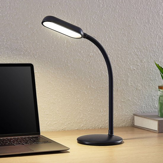 PRIOS - Lampe de bureau LED - avec variateur Touch - 1 lumière - ABS, polycarbonate - H: 51 cm - noir - Source lumineuse incluse