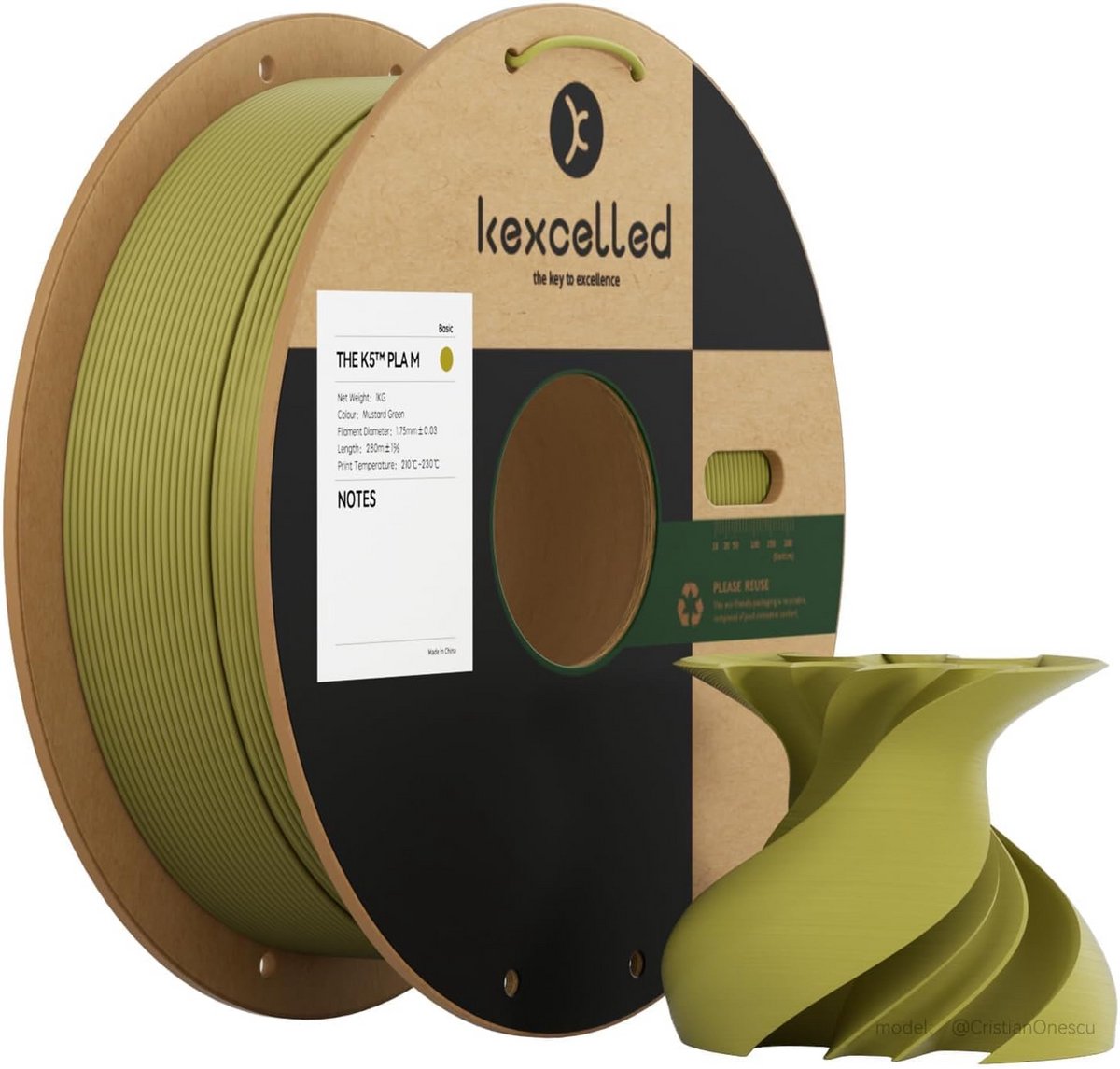 Matte PLA Filament 1.75mm 1kg Most FDM Printers Mostuur Groen
