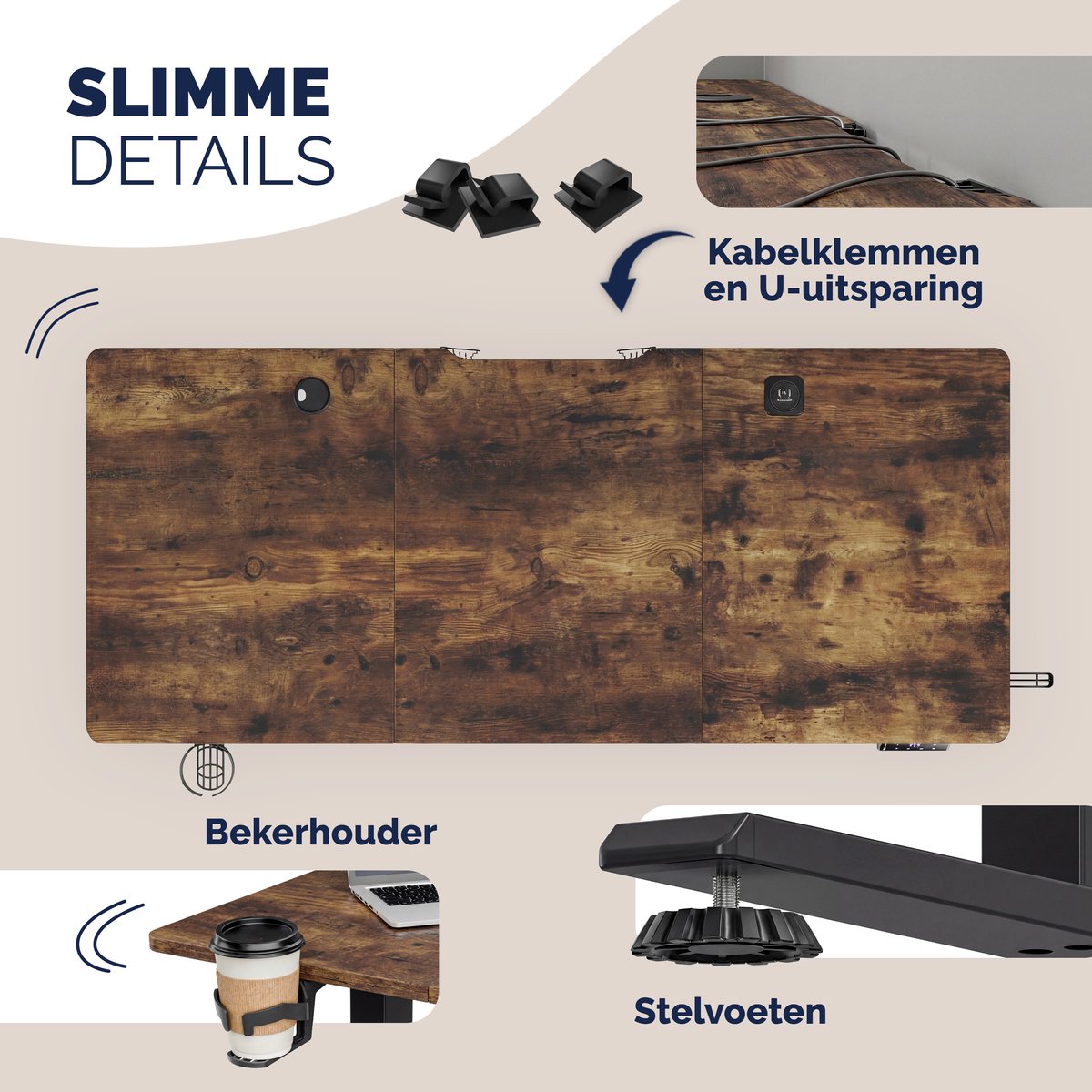 Casaria zit-sta bureau - elektrisch verstelbaar met USB thumbnail 3