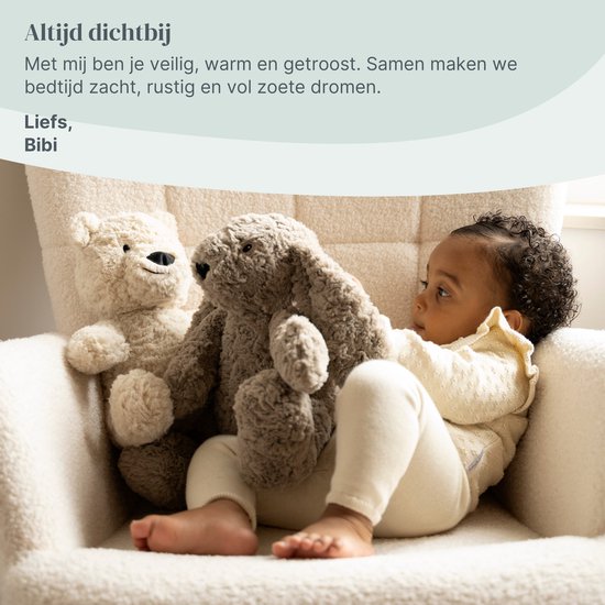 Baby's Only Bibi het knuffelkonijn met slaaptrainer - Baby knuffel met white noise en slimme huilsensor - Nachtlicht - Taupe van Merkloos — afbeelding 4