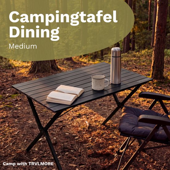 TRVLMORE Campingtafel - 120x70x70cm - Lichtgewicht met Aluminium Frame - Vouwtafel Verstelbaar - Kampeertafel - Klaptafel - Zwart van Merkloos — afbeelding 2