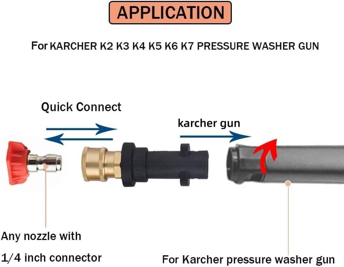 2 stuks adapter - geschikt voor Aquatak 126411396 - Bosch - Kärcher K - Lavor Kew Nilfisk Alto - 126411396 - Bajonetadapter 1/4 inch binnendraad - hogedrukreiniger - geschikt voor huis en tuin K2 tot K7 - bajonetadapter voor spuitlansen M22 x 1.5 – foto 4