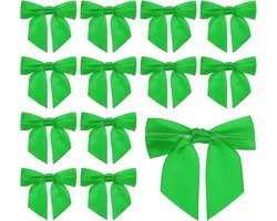 11,4 cm Twist Tie Satijnen Strik, 36 Stks Grote Twist Tie Voorgebonden Satijnen Lint Boog Premade Wrapping Bownot Decoratie voor Traktatie Tas Craft DIY Bruiloft Kerstpakket Gift, Groen