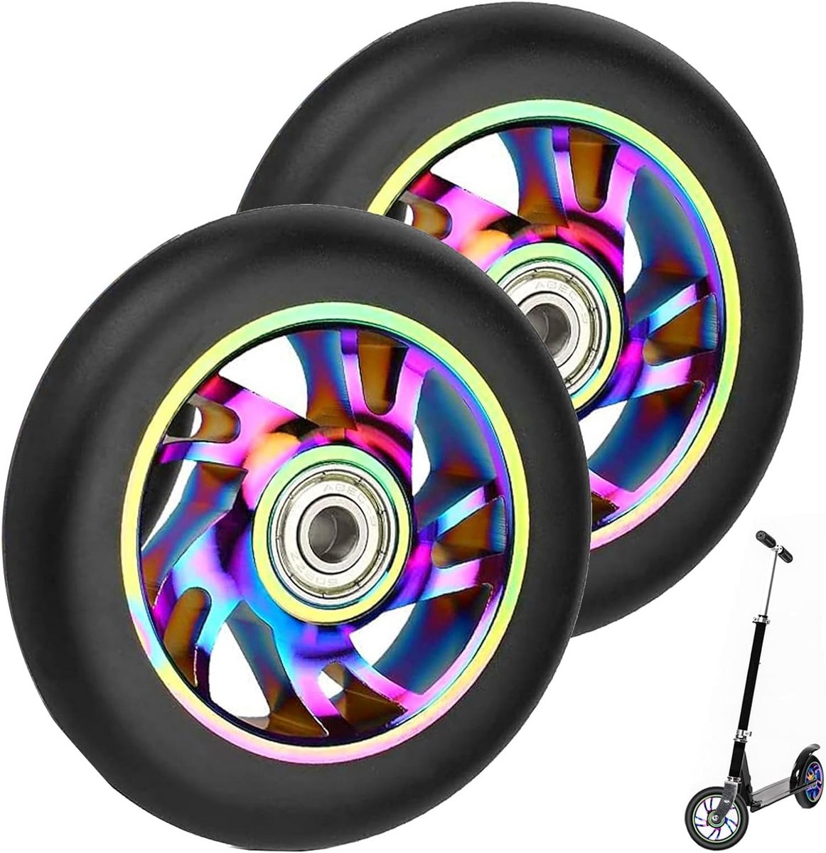 2x Steppenwielen 110mm met ABEC-9 Lagers - Robuuste PU Stuntstep Vervangingswielen
