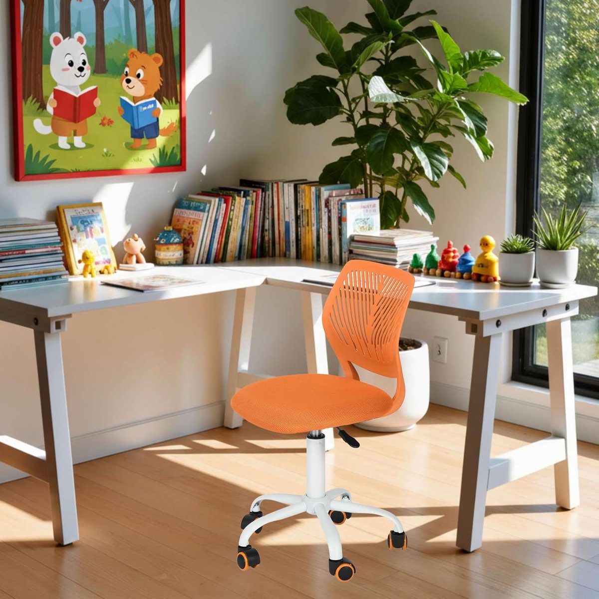 In hoogte verstelbare Kinderbureau Stoel Ergonomisch met Rugleuning en Armleuningen