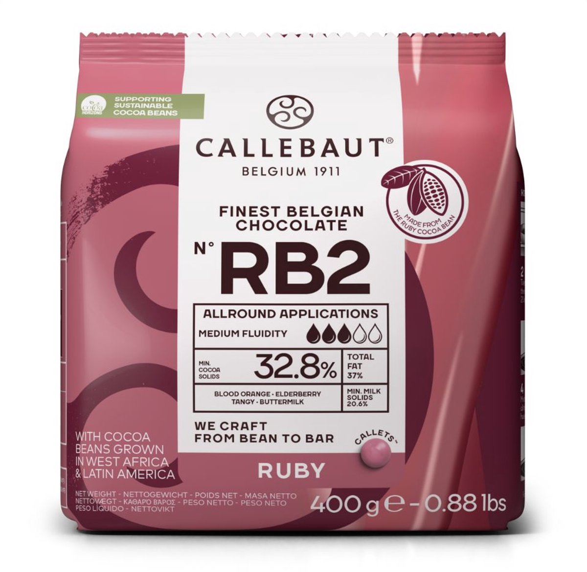 Callebaut Chocolade Callets - Ruby - 400g - Belgische Chocolade