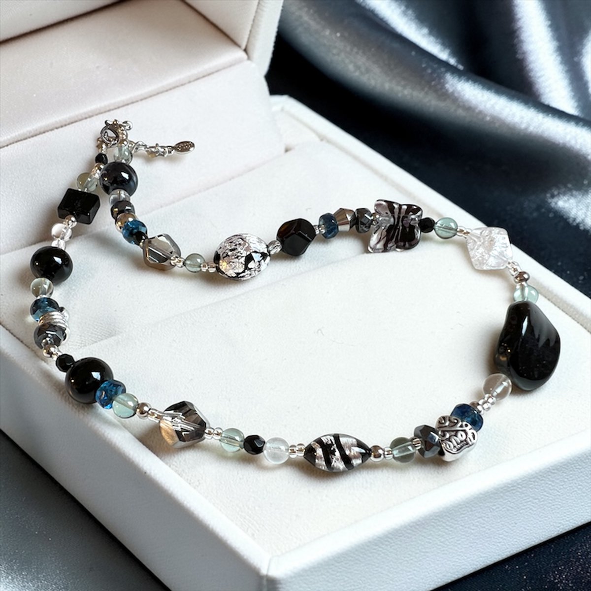 Corte Murrina - Halsketting - Murano glas - 45cm - Roma - Zwart - Exclusief bij Bella Murano