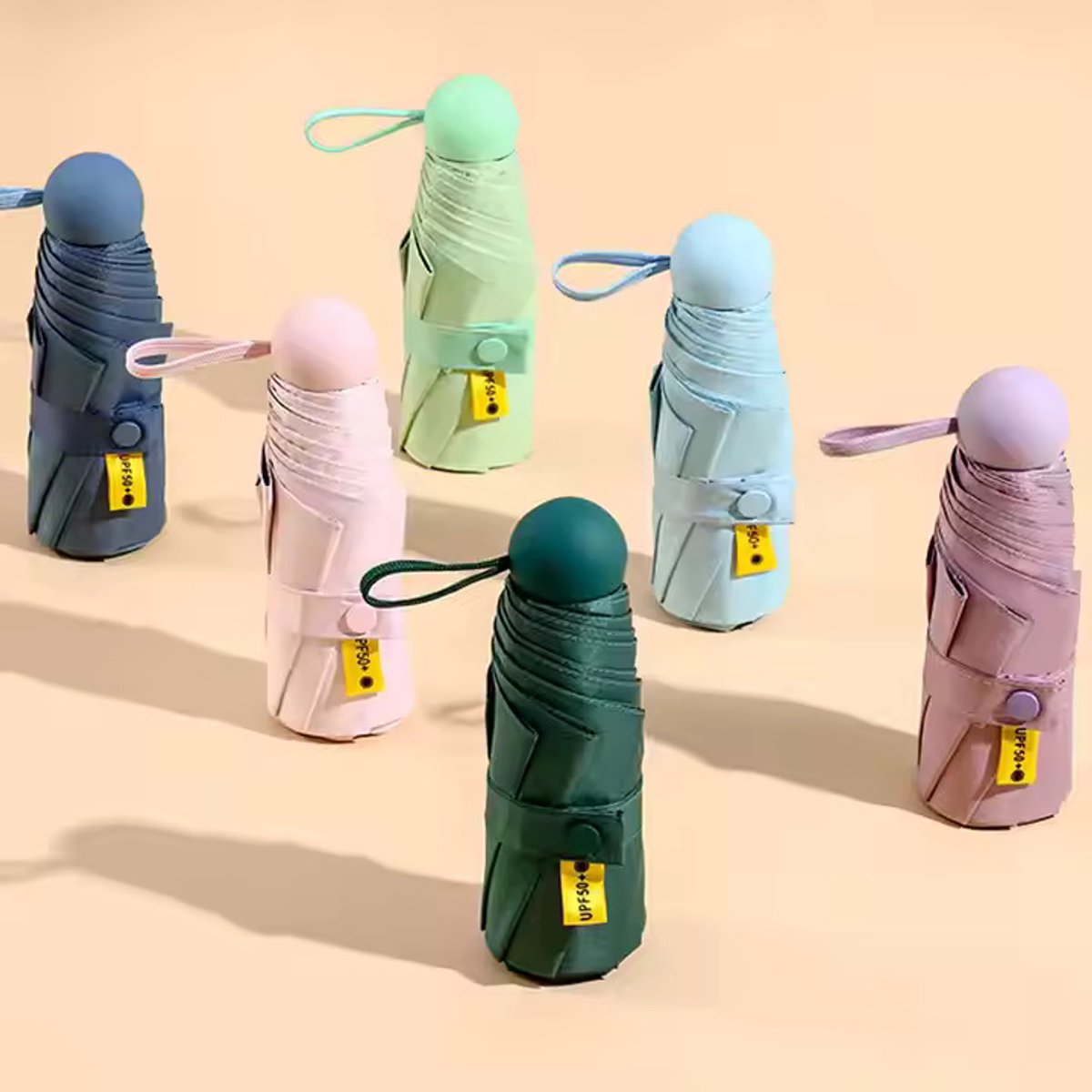 Mini Paraplu Opvouwbaar Lichtblauw – Compacte Zakparaplu met UPF 50+ – Lichtgewicht Reisparaplu 6 Ribben – Voor Zon en Regen Inclusief Hoes — cadeau in Sport & Outdoor - foto 2
