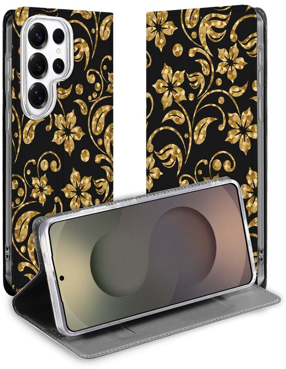 Book Wallet Case Samsung Galaxy S26 Ultra Gouden BloemenBC