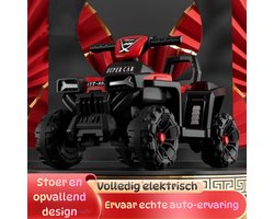 QL Elektrische kinder quad - Accuvoertuigen - Elektrische kinder motor - 1 tot 6 jaar - Groot model - Rood - accu quad - Accuvoertuigen - Rubberen banden - Leder
