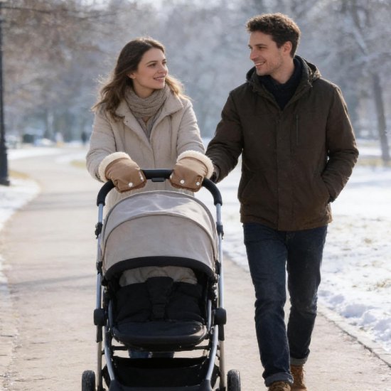 Kinderwagen Wanten - Wandelwagen Mutsen - Warm Blijven - Waterdicht Winddicht - 26x20cm - Kaki — afbeelding 4
