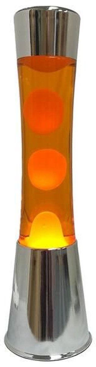 Fisura Grote Design Lavalamp met Oranje Lava - Chrome + Reservelamp