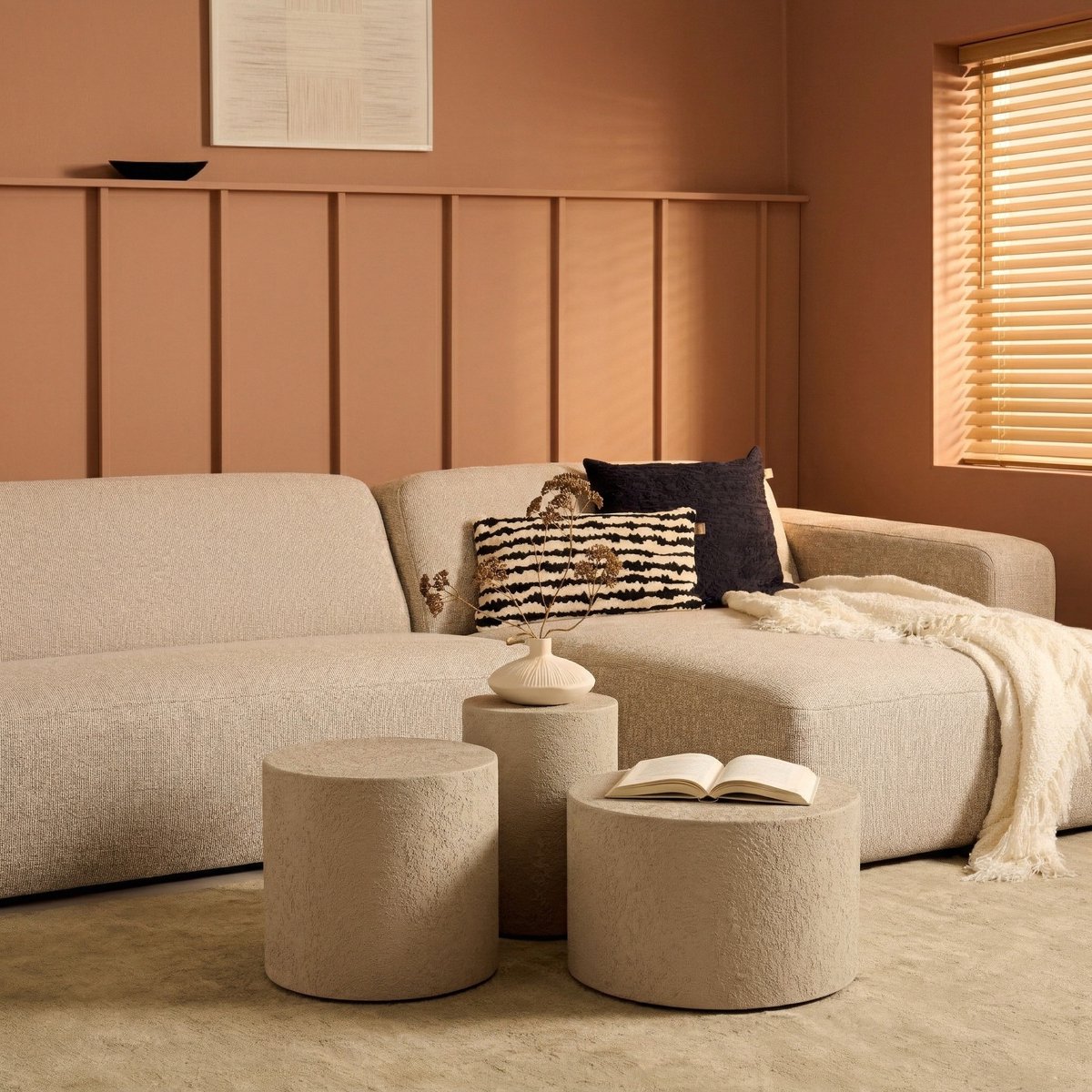 Woonexpress Borgi Salontafel Set - 3-delig - Taupe - Vloeibaar Metaal Look Beige/Greige/Taupe