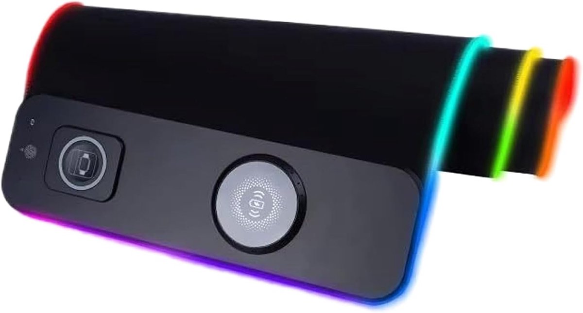 RGB Muismat - Bureaumat Toetsenbordonderlegger - Gaming en Werk - Snel Draadloos Opladen - 80x30 cm - Zwart
