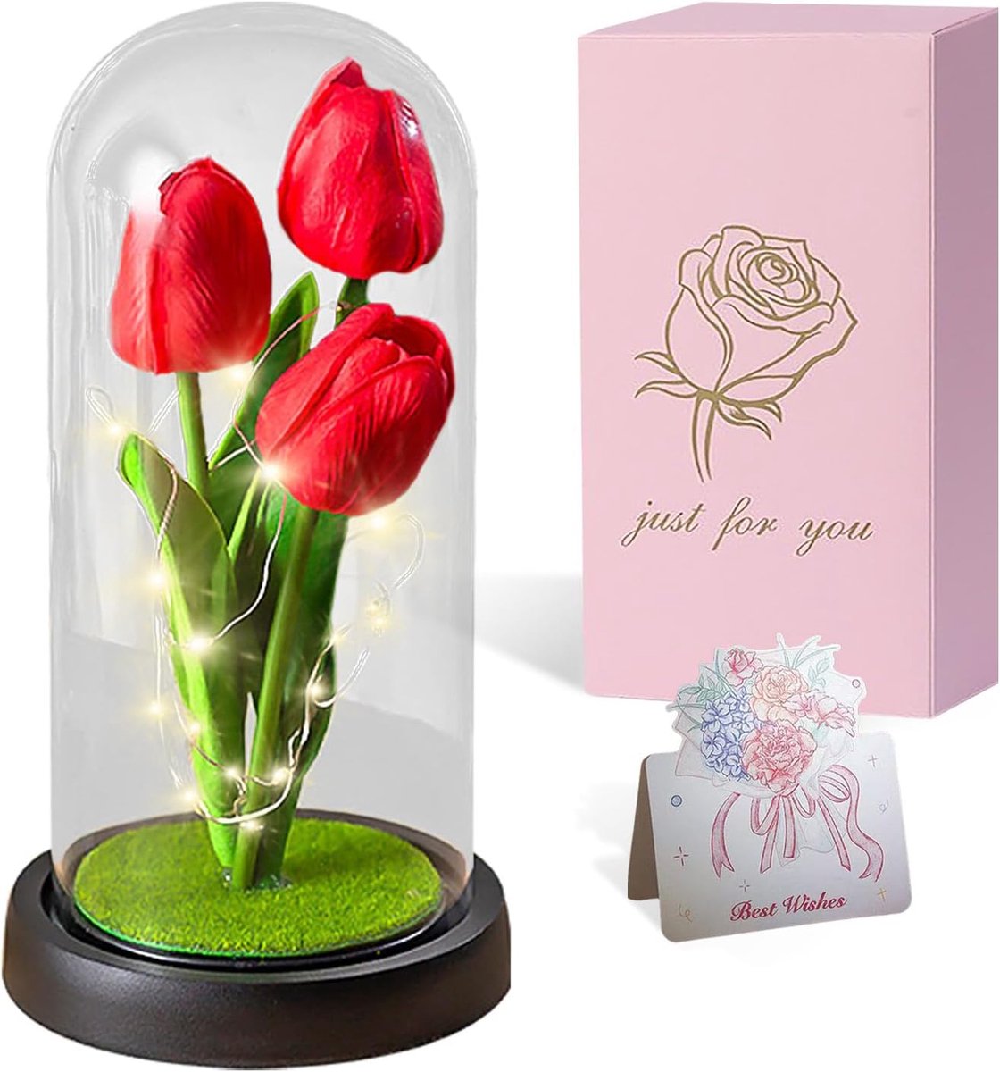 Kunstbloemen met Licht - Eeuwige Tulpen - Decoratie en Cadeau - Geïntegreerde LED Verlicht