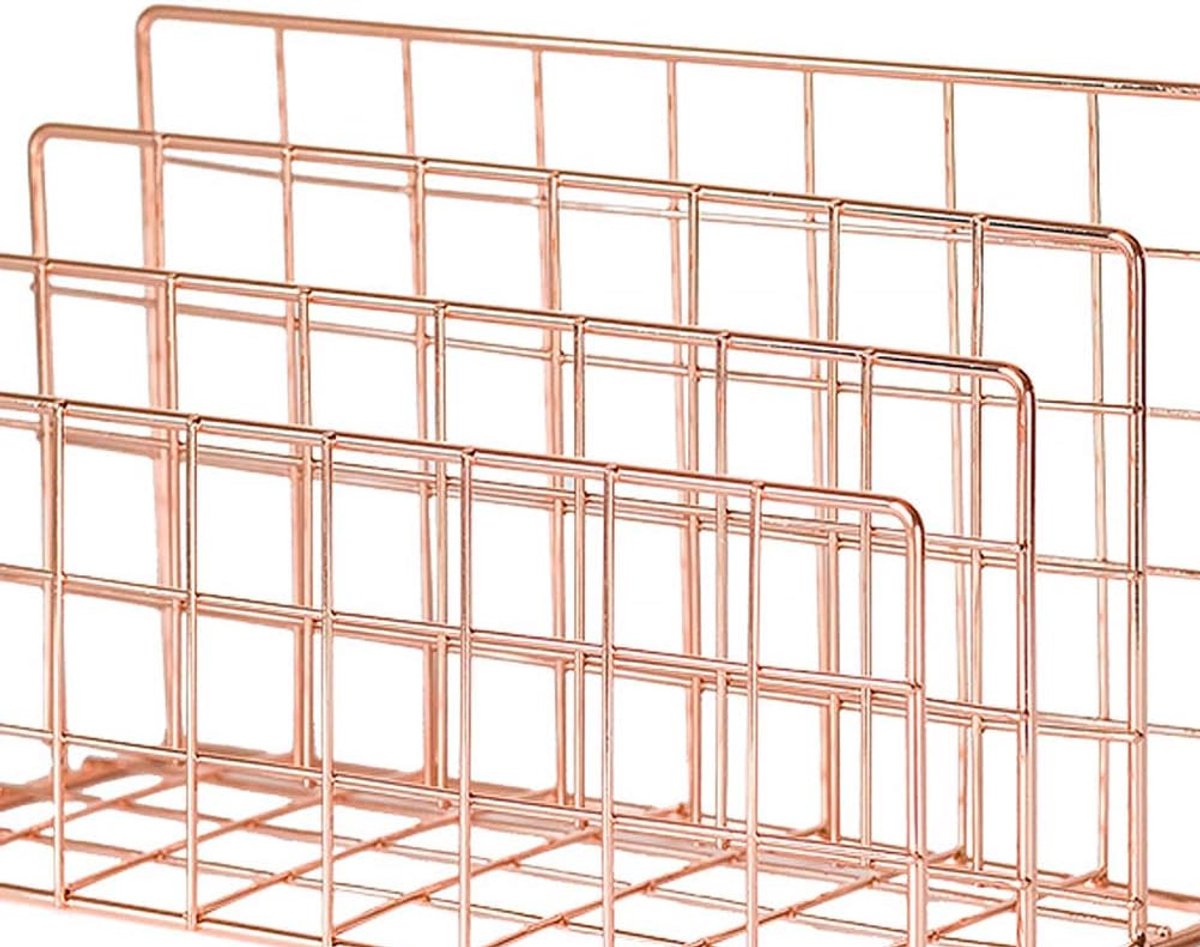 Allecto - Brievenrek - Boekenkast - Galvanisch Proces - Thuisgebruik - Rosé goud - Multifunctioneel - Goede Stabiliteit - 3 roosters - Ijzeren Tafel - Geschikt voor - Huisdecoratie