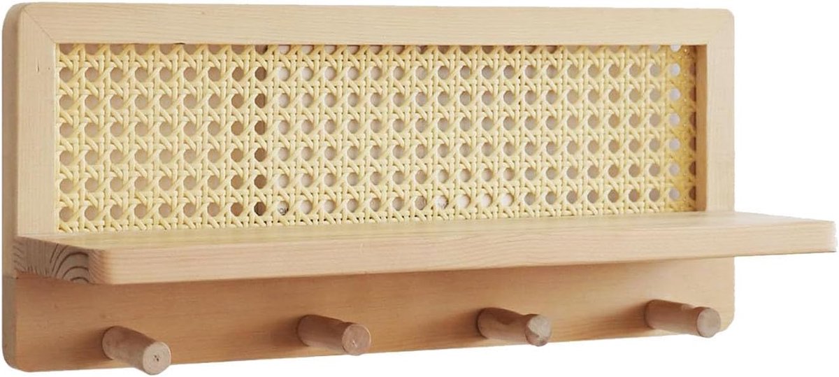 Houten Wandrek - Kapstok Plank - Decoratie Opbergen - Stevig Stabiel Ontwerp - 398 x 17 x
