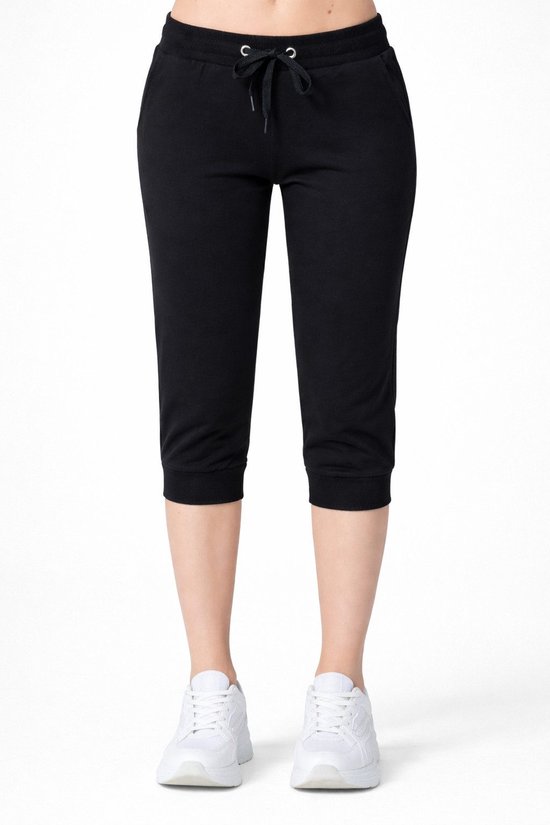 Smith & Solo Capri Broek Dames - korte Joggingbroek - Zomerbroeken - Zwart - S