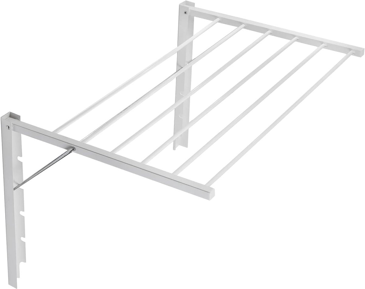 Wandwasdroger - Droogrek muur - Kleding drogen - Inklapbaar ruimtebesparend - 60 cm breed - Wit