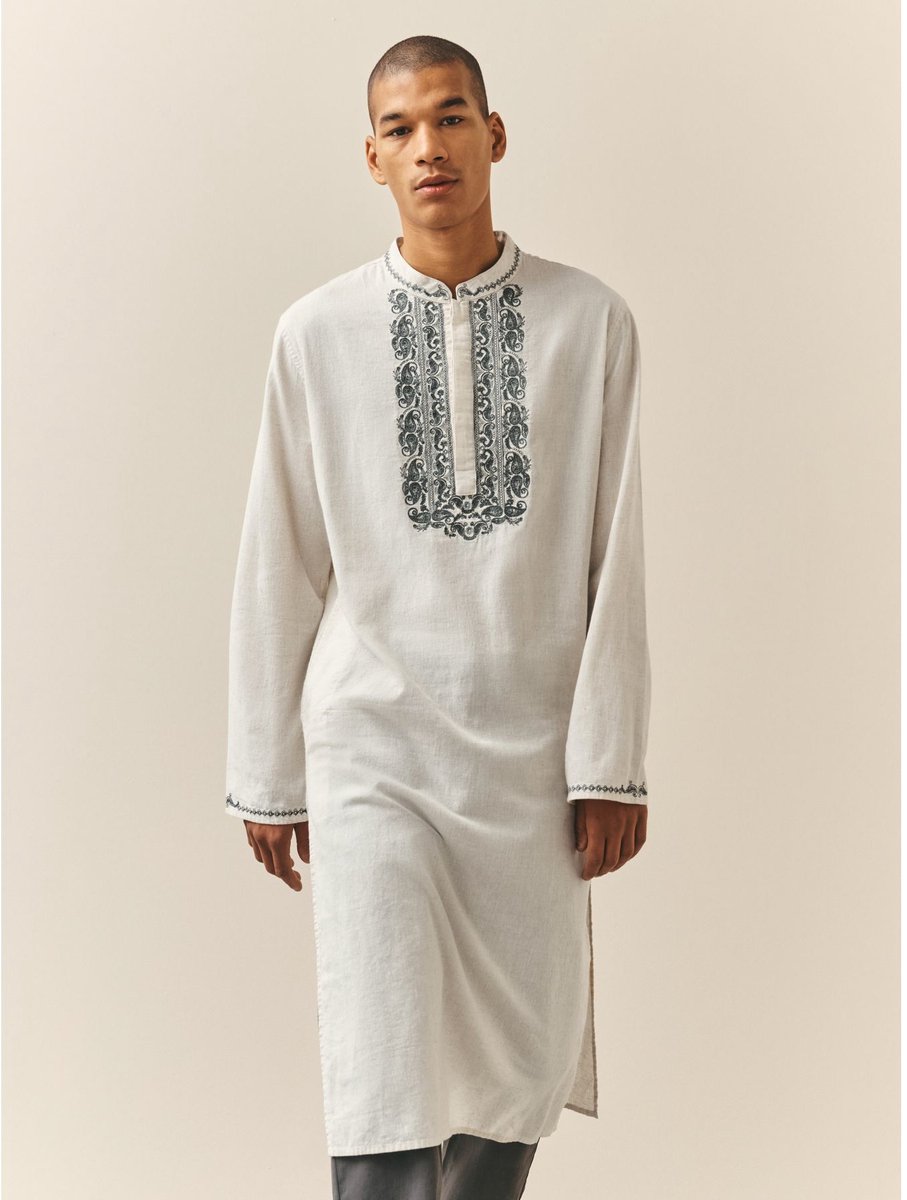 Next - Heren - Kurta Shirt - Crème