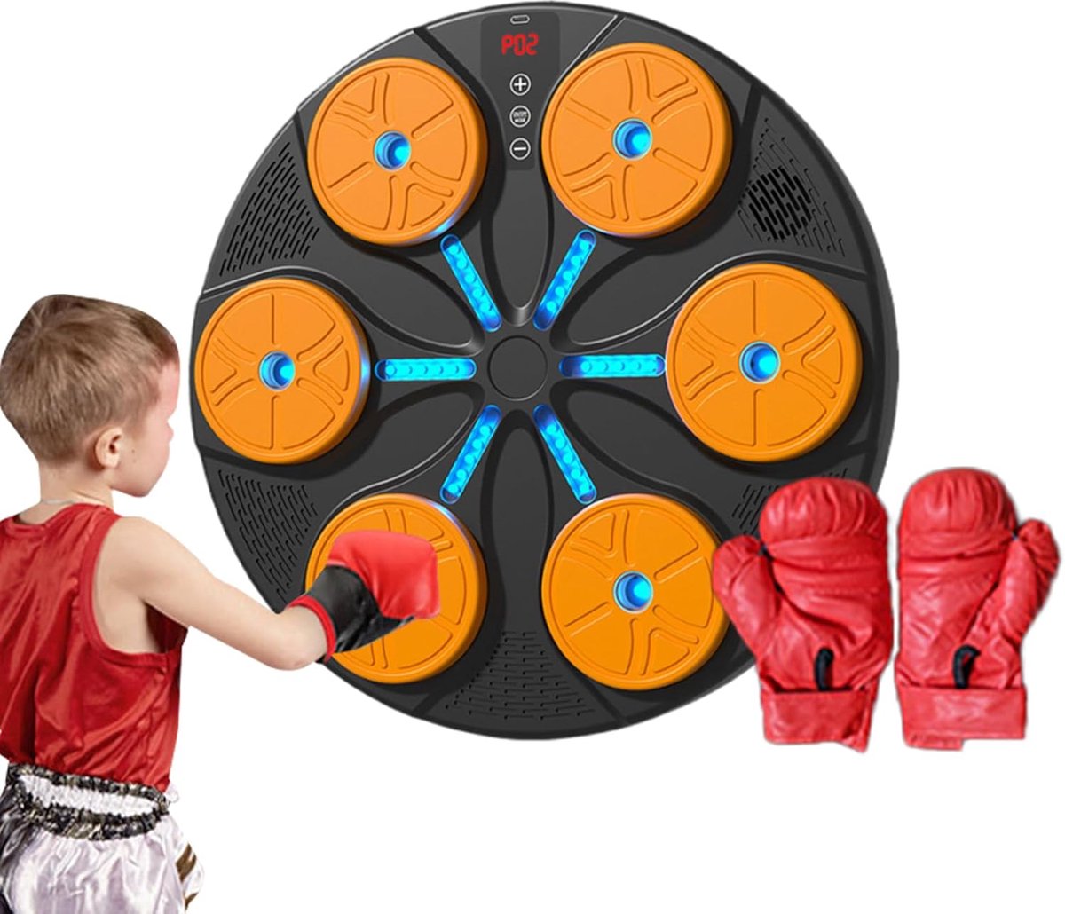 Muziek Boksmachine - Boks Trainer - Thuis Fitness - LED Verlichting - Wandmontage - Oranje