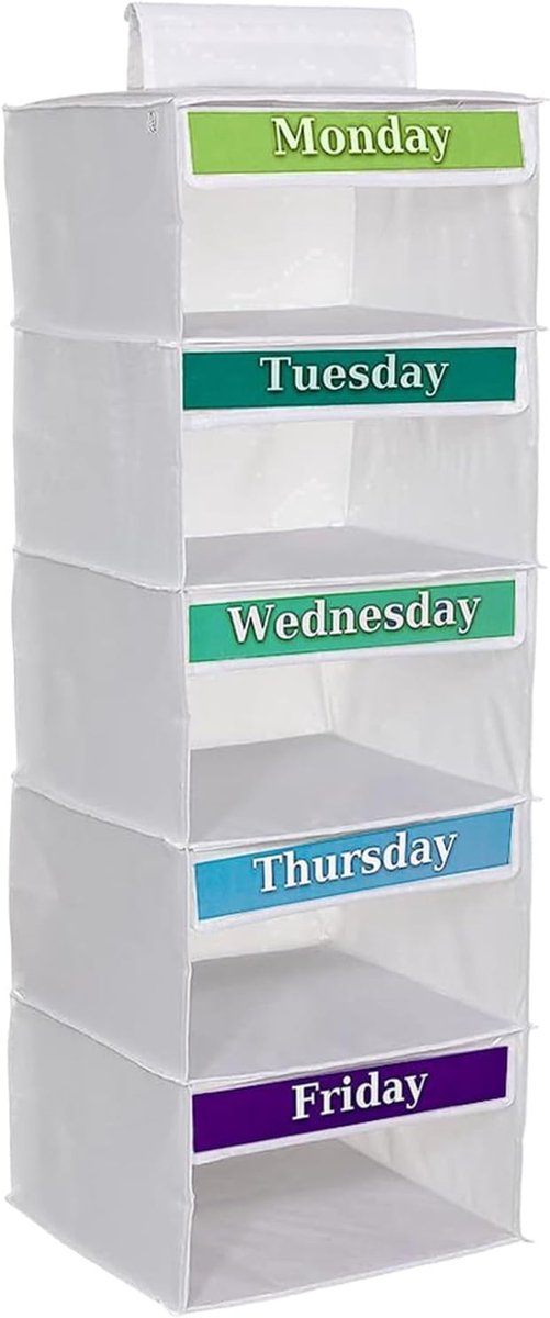 Kleding Organizer - Hangende Kast - Dagelijkse Uniformen - Vijflaags Ontwerp - 85x30x30cm - Wit