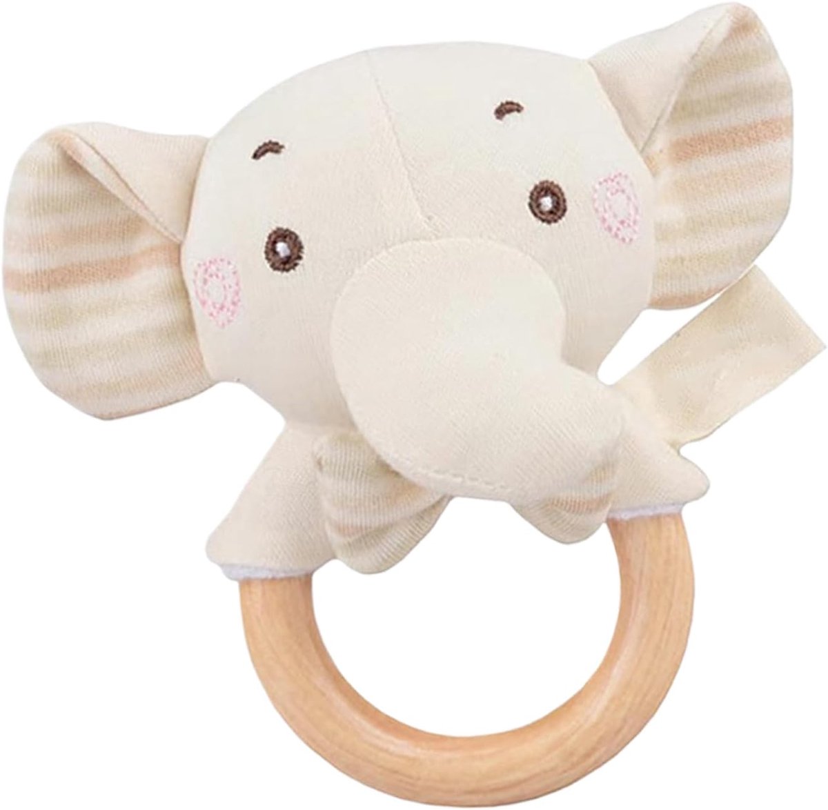 Knuffel Rammelaar - Kalmerend Speelgoed - Baby Stimulatie - Zachte Dierenvorm - 13 x 10 x 4 cm - Olifant