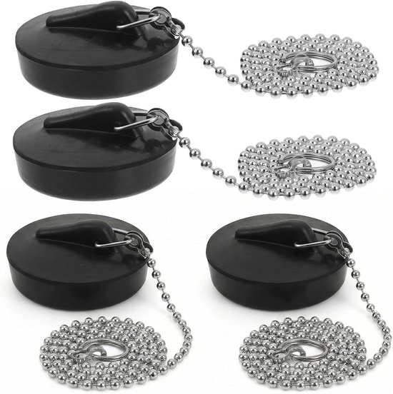 Foto: Afvoerstoppen set wastafelstop badkuipstop water dicht maken met handige ketting 40 45 mm