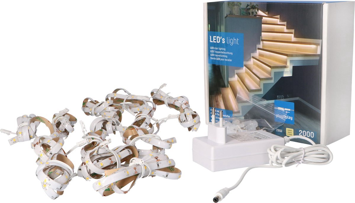 LED trapverlichting met dimmer - Voor trappen met bekleding - 4000K - 15 treden x 80 cm - Trap verlichting