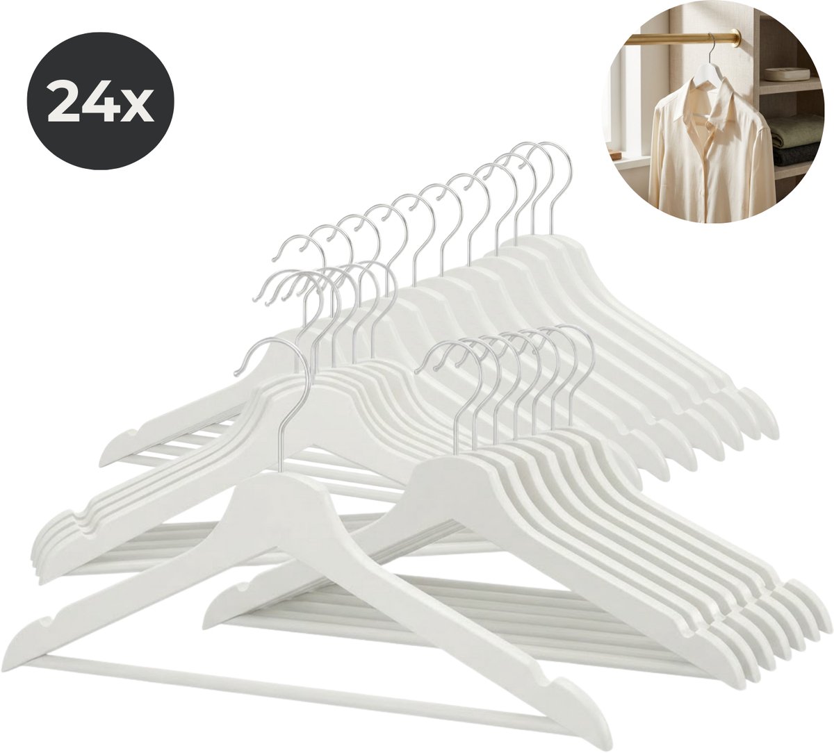 Lomera Kledinghangers Wit - Houten Kledinghangers Wit - Kleerhangers Wit - Houten Kleerhangers Wit - Kledinghangers Set - Kleerhangers Set - Broekhangers Wit - Houten Broekhangers Wit