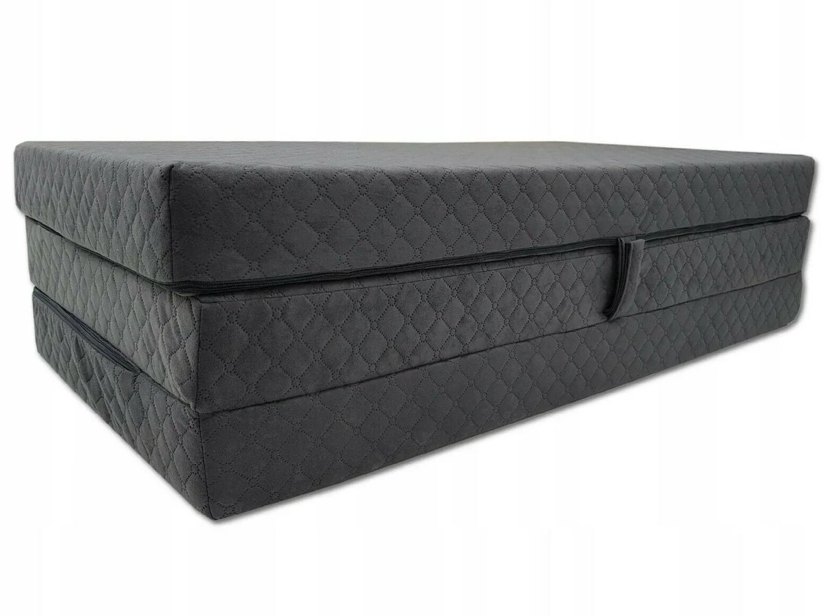 Opvouwbaar logeermatras met fauteuilfunctie - 200 x 120 x 10 cm - schuimmatras, pikdonkergrijs