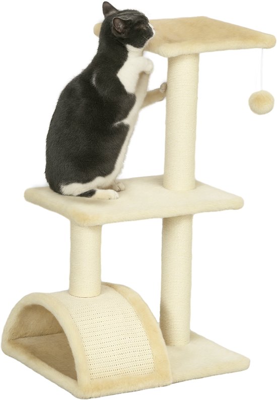 72 cm kattenboom met krabpaal, platform voor binnenkatten - zwart