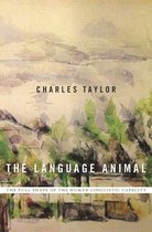 Boekomslag met waterverfschildering van een landschap. Titel: THE LANGUAGE ANIMAL. Auteur: CHARLES TAYLOR.