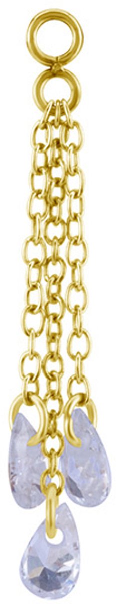 Crazy Needles - Charms Ketting - Goud - Witte Zirkonia - 25 mm