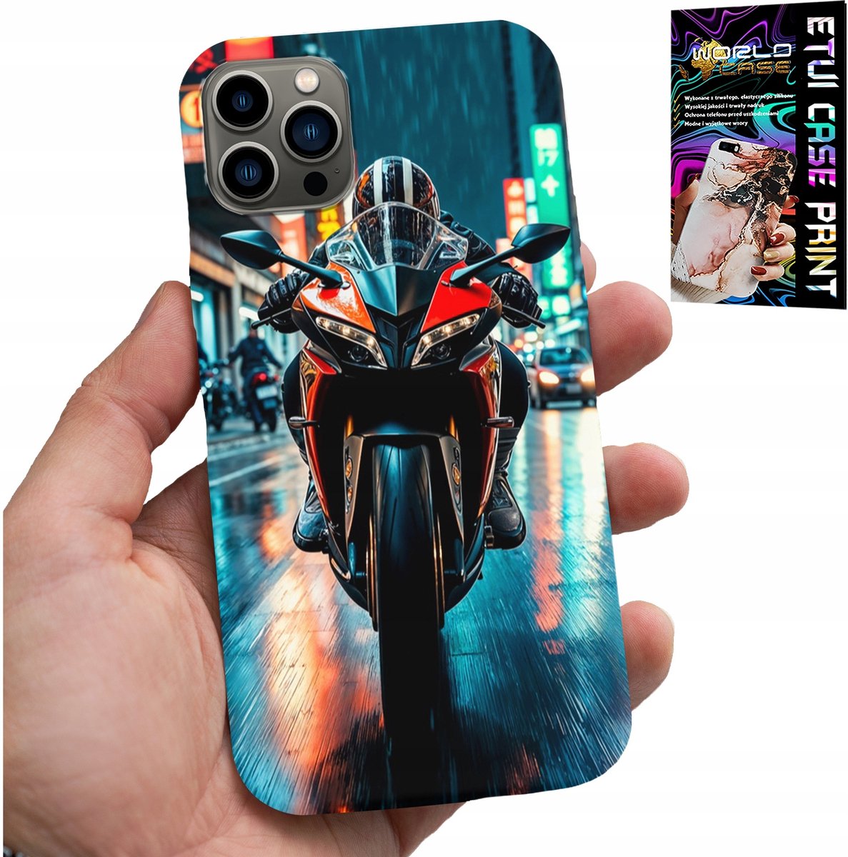 HOESJE VOOR IPHONE 13 PRO MAX - MOTORFIETS, MOTORFIETS, FIETSPATRONEN + GLAS