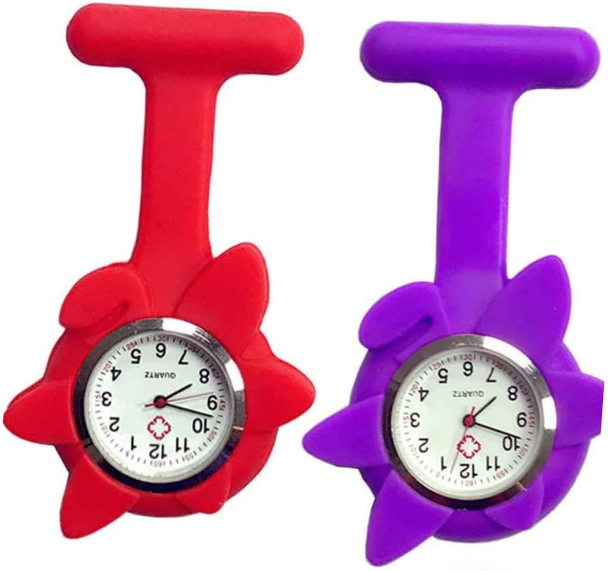 Dames Zakhorloge - Verpleegster Horloge - Medisch Werk - Met Clip - 8.6x5.3x2 cm - Rood