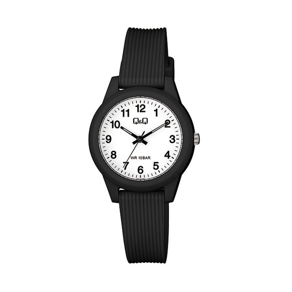 QQ VS13J001Y - Horloge - Sport - Analoog - Dames - Vrouwen - Plastic band - Rond - Cijfers - Kunststof - Zwart - Wit - 10 ATM