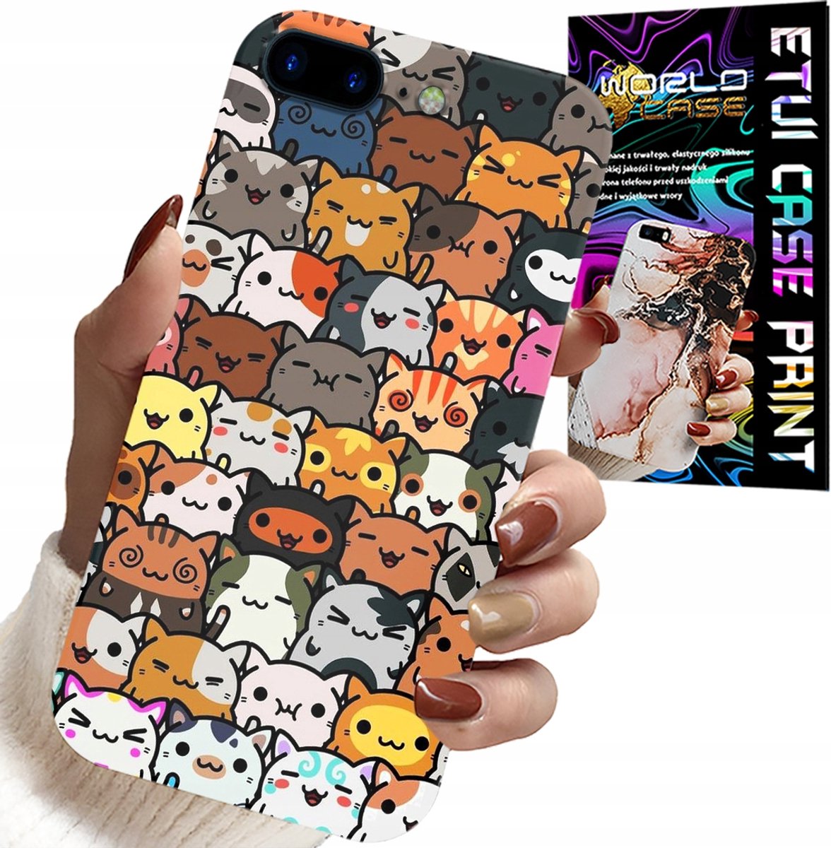 IPHONE HOESJE (7 PLUS) - ACHTERKANT BEDRUKT MET SCHATTIGE KATJES, KATJES, HOESJE