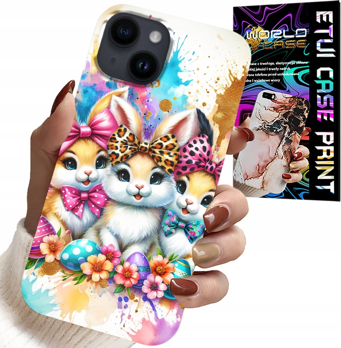 HOESJE VOOR IPHONE 15 PLUS - KONIJNTJES, KERST, KONIJN, PASEN