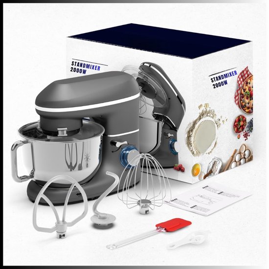SAVI® Mixer met mengkom - Mixer - Mixer met mengkom keukenmachine - Zilver/ Zwart - 22cm x 35cm x 30cm van Merkloos — afbeelding 3